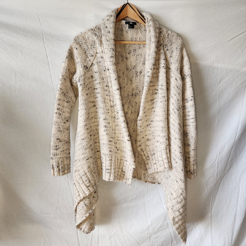 H&M Open Front Knit Beige Cardigan Size Large - Picture 2 of 8